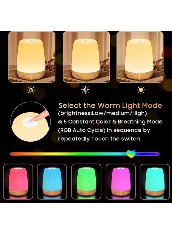 1 قطعة مصباح لمس قابل لإعادة الشحن 1200 مللي أمبير قابل للتعتيم أبيض دافئ 256 لون RGB ضوء طاولة بجانب السرير - Image 4